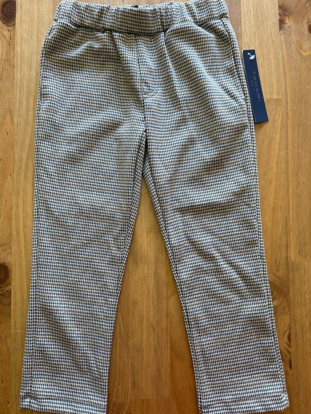 Tahari Houndstooth Pull-On Pants - Navy & Cream